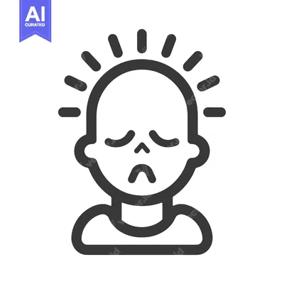 Popular premium asset: A person experiencing a headache represented by a line drawing