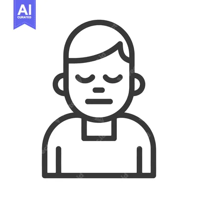 Premium design asset: A simple black line art illustration of a calm person
