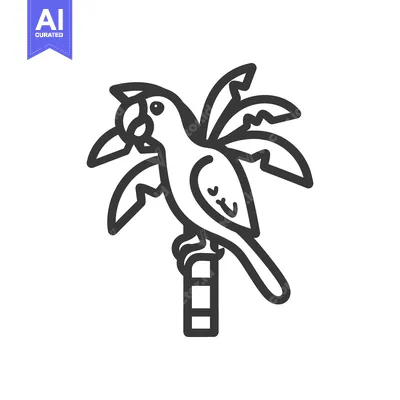 Aset premium populer: An illustration of a parrot perched on a palm tree branch