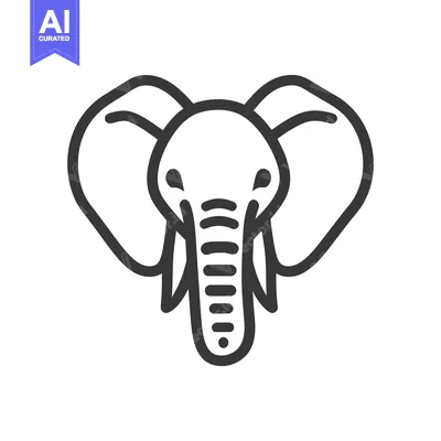 Aset desain premium: A Line Drawing Depicting The Front View Of An Elephant