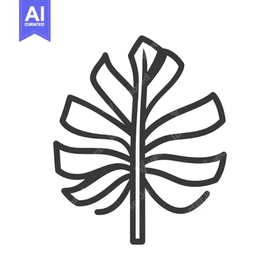 Aset desain premium: A detailed black and white minimalist illustration of a large leaf