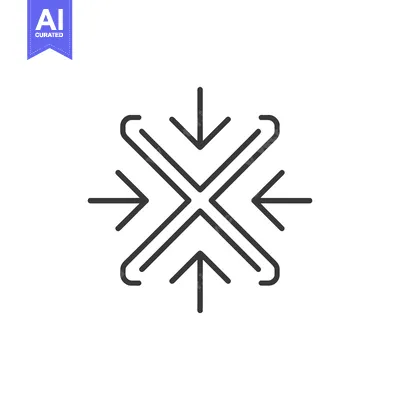 Aset desain premium: Convergence: Four Arrows Pointing Inward, Minimalist Design on White B
