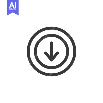 Premium design asset: Downward Arrow Icon Encased in Double Circle, Minimalist Design