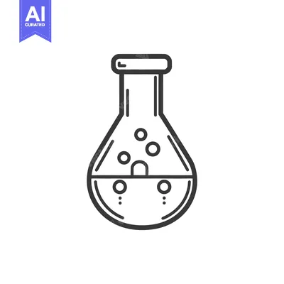 Aset desain premium: A laboratory flask with liquid and air bubbles is shown