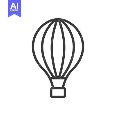 Premium design asset: A Simple Black And White Outline Depiction Of A Hot Air Balloon