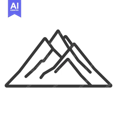 Aset premium populer: A stylized outline drawing showing several mountains on display