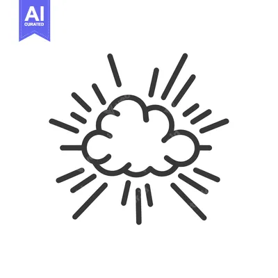 Aset premium populer: Stylized Explosion Icon: Outlined Burst with Cloud-Like Center