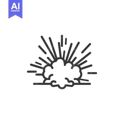 Aset desain premium: Stylized Explosion Icon with Radiating Lines and Cloud Shape