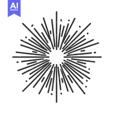 Aset desain premium: Abstract Starburst: Minimalist Black Lines on White Background, Geomet