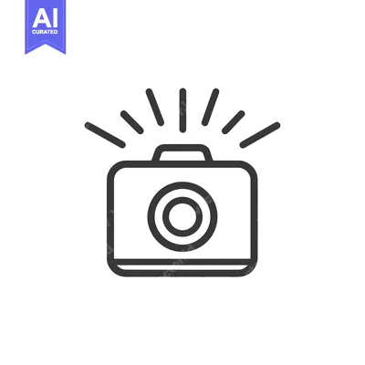 Aset premium populer: Camera Icon with Flash, Photography Symbol, Minimalist Design, Black a