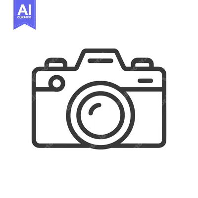 Aset desain premium: Minimalist Camera Icon: Bold Outline, Modern Design, Photography Symbo