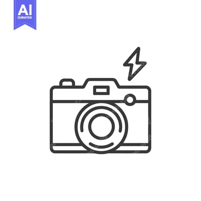 Aset premium populer: Minimalist Camera Icon with Flash Symbol, Photography Concept