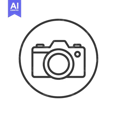 Aset desain premium: Minimalist Camera Icon in Circle, Photography Symbol