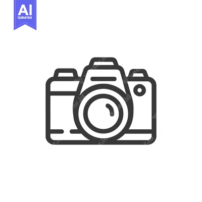 Aset premium populer: Minimalist Camera Icon: Bold Outline on White Background, Photography