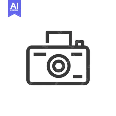 Aset desain premium: Minimalist Camera Icon: Bold Outline, Modern Design, Photography Symbo