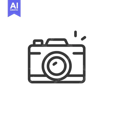 Premium design asset: Minimalist Camera Icon with Flash, Photography Symbol, Black Outline o