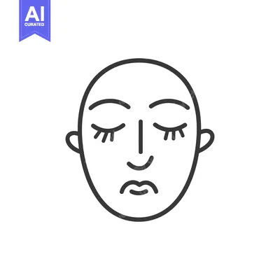 A simple line drawing of a face with closed eyes