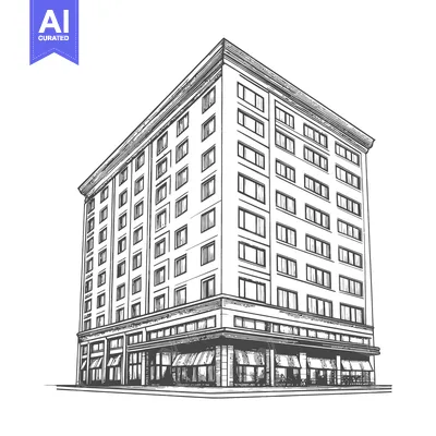 Popular premium asset: A Hand Drawn Sketch Of A Multi Story Building