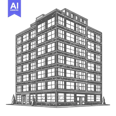 Popular premium asset: Urban Apartment Building Architectural Illustration Design