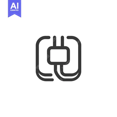 Aset desain premium: Abstract Minimalist Icon: Interconnected Rounded Squares and Lines in