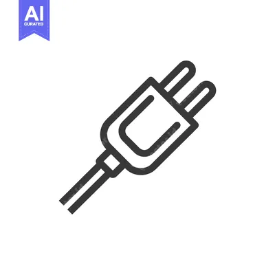 Aset premium populer: Minimalist Power Plug Icon: Black Outline on White Background