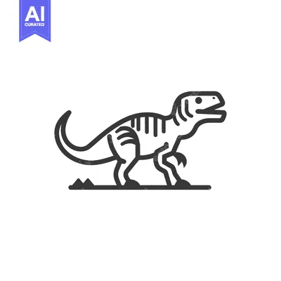 Popular premium asset: A simple black and white illustration of a dinosaur walking along