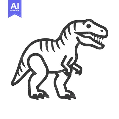Aset desain premium: A black and white illustration of a fearsome dinosaur creature