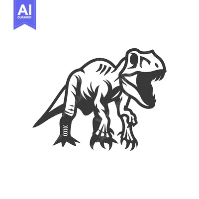 Premium design asset: A Fierce Detailed Black and White Image of a Dinosaur