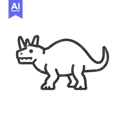 Aset premium populer: Simple black and white graphic illustration of a triceratops dinosaur