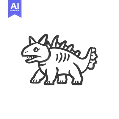 Aset premium populer: A cartoon illustration of a stylized dinosaur creature in profile