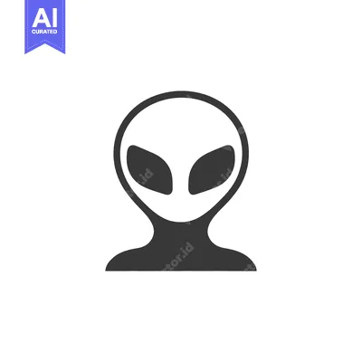 Aset desain premium: A simple illustration depicting a minimalist extraterrestrial being po