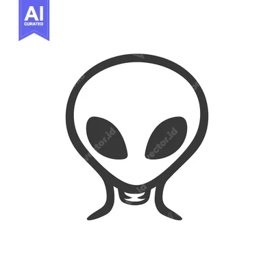 Premium design asset: A simplistic black and white illustration of an extraterrestrial creat