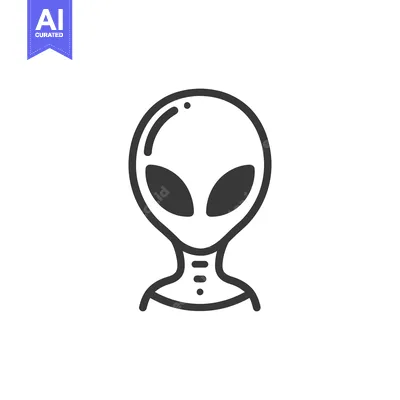Aset premium populer: An illustrated drawing of an alien head and neck
