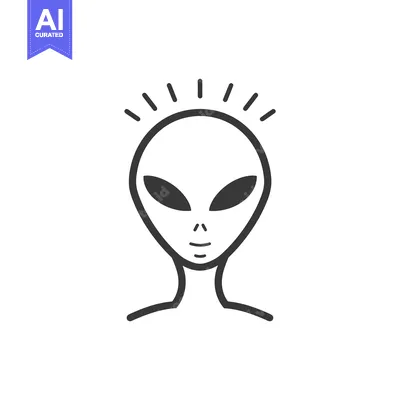 Aset premium populer: The simple black and white illustration of an extraterrestrial being