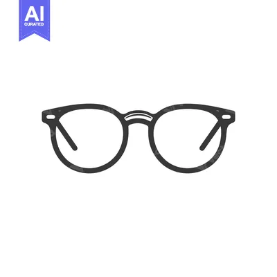 Aset premium populer: Minimalist Eyeglasses Icon: Round Frames, Bold Outline on White