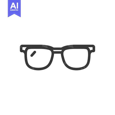 Aset premium populer: Minimalist Eyeglasses Icon: Bold Outline on White Background, Vision C