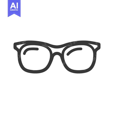 Premium design asset: Minimalist Eyeglasses Icon: Bold Outline on White Background