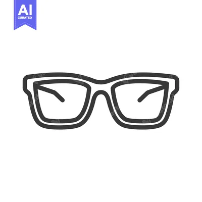 Aset desain premium: Bold Outline of Stylish Square Eyeglasses on White Background