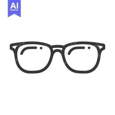 Premium design asset: Minimalist Glasses Icon: Bold Outline on White Background, Vision Symb