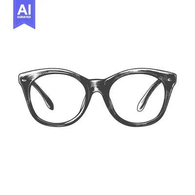 Premium design asset: An illustrated image of eyeglasses against a white background