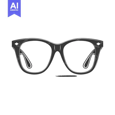 Aset premium populer: Dark framed spectacles appear as a classic eye wear illustration