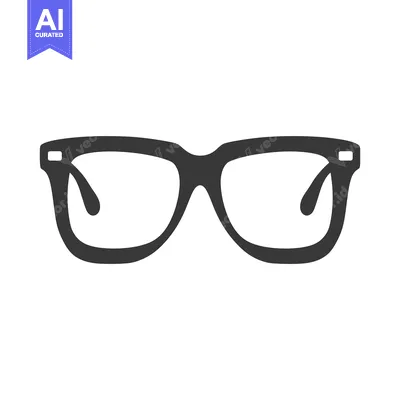 Premium design asset: Dark silhouette depiction of a classic pair of eyeglasses