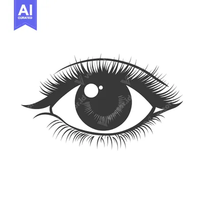 Aset desain premium: A stylized graphic depiction of a human eye with lashes