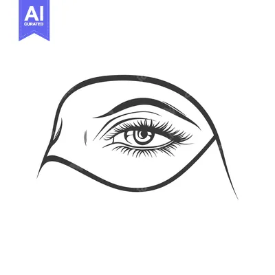 Aset premium populer: A delicate artistic line drawing of a stylized human eye