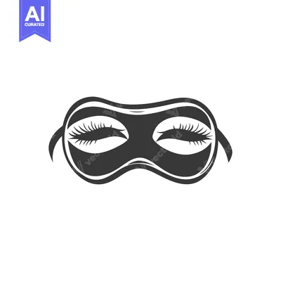 A dark sleep mask with closed eyes and long eyelashes