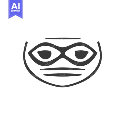 Aset desain premium: A stylized minimalist depiction of a masked facial expression