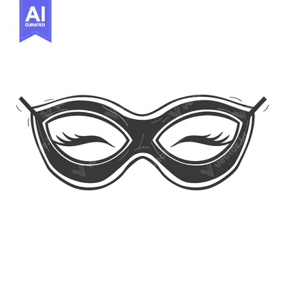 Aset desain premium: A simple illustration depicting a mysterious eye mask design