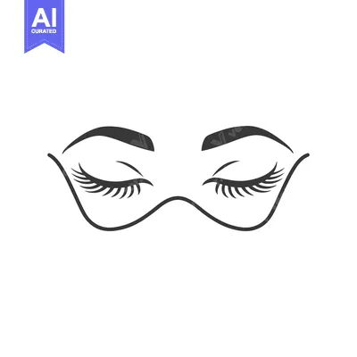 Aset desain premium: An elegant drawing of closed eyes and defined eyelashes