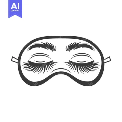 A black and white graphic depiction of a sleeping mask