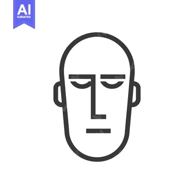Aset premium populer: Minimalist Face Icon: Bold Line Art, Modern Design, Neutral Expression